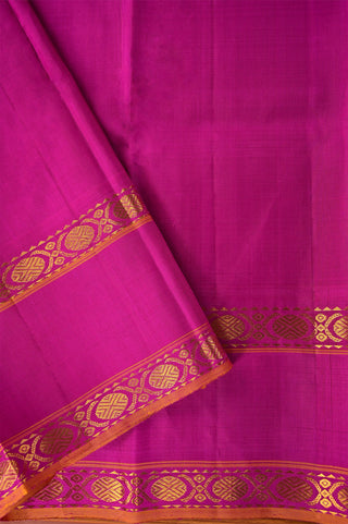 Elegant Cream Kanjivaram Silk Saree with Pink Contrast Border & Gold Zari