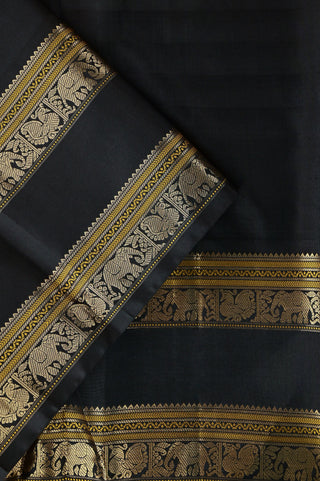 Kanjivaram Silk Saree in Pink with Black Elephant & Peacock Border