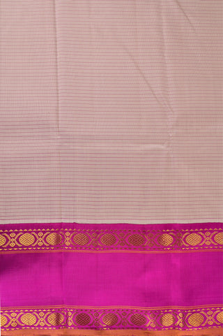 Elegant Cream Kanjivaram Silk Saree with Pink Contrast Border & Gold Zari