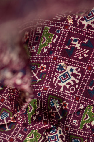 Banarasi silk dupatta with Patola print	