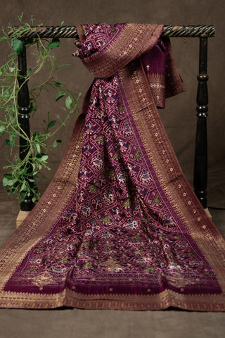Banarasi silk dupatta with Patola print	