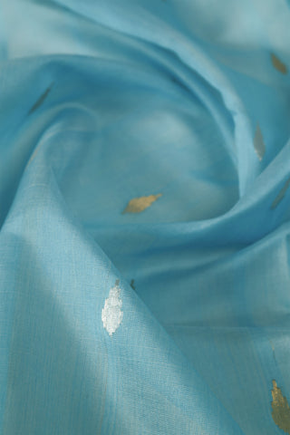 Sky Blue Uppada Silk Saree with Gold & Silver Zari Buttas and Floral Pallu – Shop now for this Uppada silk saree online.