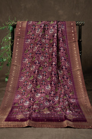 Banarasi silk dupatta with Patola print	
