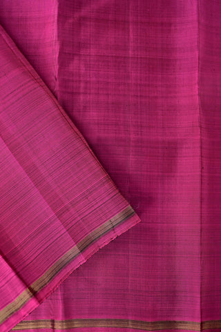 Royal Purple Kanjivaram Silk Saree with Woven Buttas & Pink Contrast Border