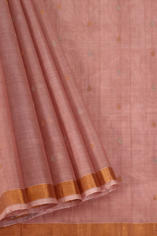Rose Pink Uppada Silk Saree with Gold & Silver Zari Buttas and Elegant Gold Border – Shop now for this Uppada silk saree online.