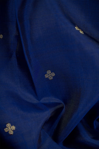 Royal Purple Kanjivaram Silk Saree with Woven Buttas & Pink Contrast Border