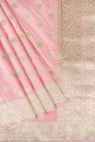 Sunehri Bel Baby Pink Gold Zari Banarasi saree
