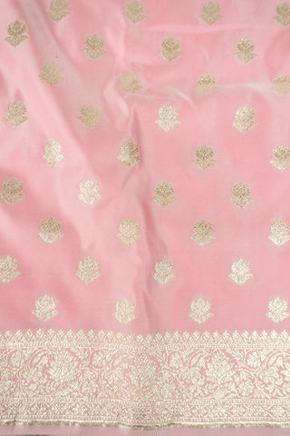 Sunehri Bel Baby Pink Gold Zari Banarasi saree