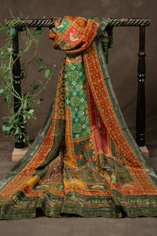 Banarasi Dola silk dupatta with floral print	