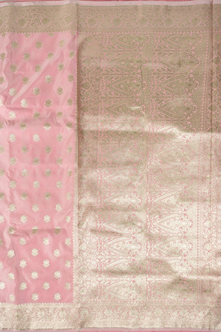 Sunehri Bel Baby Pink Gold Zari Banarasi saree