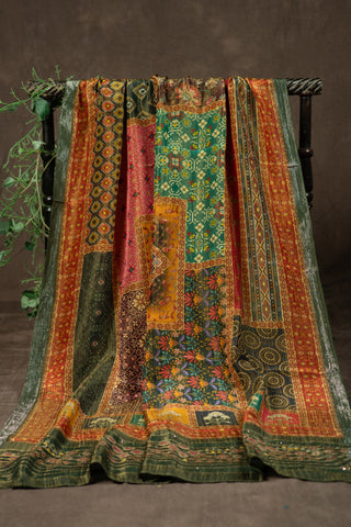Banarasi Dola silk dupatta with floral print	