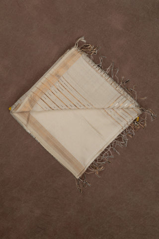 Beige Maheshwari silk dupatta with metallic woven stripe design