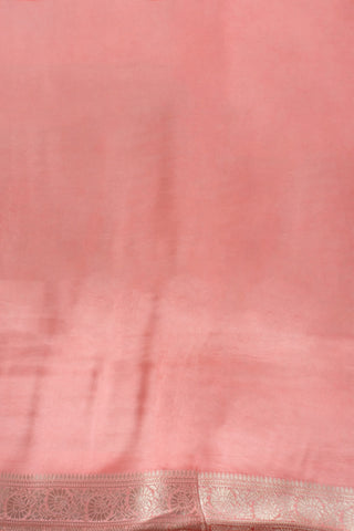 Light Peach Banarasi Mashru Silk Saree with Sky Blue & Peach Meena Kari