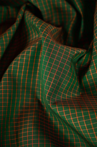 Classic Olive Green Kanjivaram Silk Saree with Pink Contrast Border