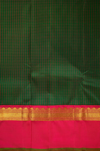Classic Olive Green Kanjivaram Silk Saree with Pink Contrast Border