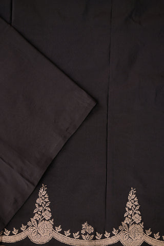 Black Banarasi Katan Silk Saree with scalloped border