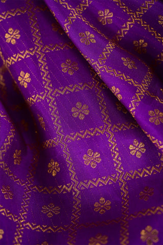 Majestic Purple Silk Saree with Grand Gold Zari & Paisley Motifs