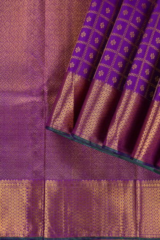 Majestic Purple Silk Saree with Grand Gold Zari & Paisley Motifs