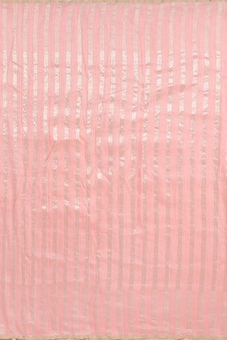 Banarasi Monga Silk Saree in Blush Pink with Subtle Silver Zari Detailing