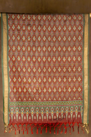 Pure silk maroon Ikat handloom dupatta with tassels
