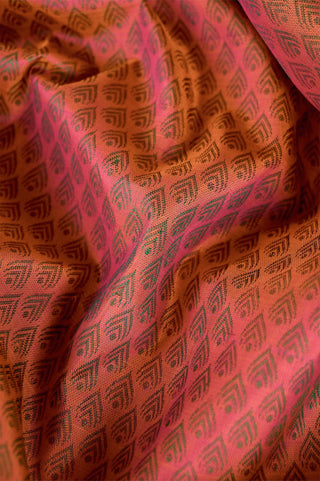Radiant Hot Pink Kanjeevaram Silk Saree with Traditional Temple & Geometric Motifs