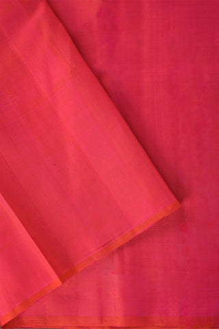 Radiant Hot Pink Kanjeevaram Silk Saree with Traditional Temple & Geometric Motifs