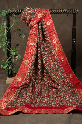 Banarasi Dola silk dupatta with floral digital print	