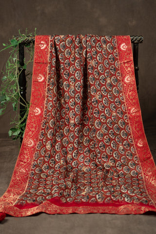 Banarasi Dola silk dupatta with floral digital print	