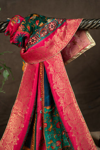 Floral art Banarasi Dola silk dupatta	