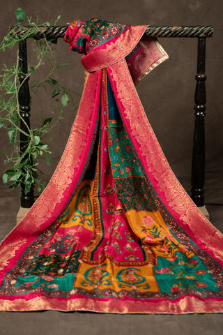 Floral art Banarasi Dola silk dupatta	