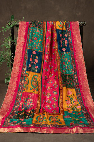 Floral art Banarasi Dola silk dupatta	
