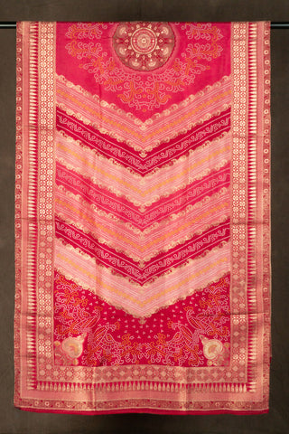 Wine maroon Banarasi dupatta with bandhej pattern	