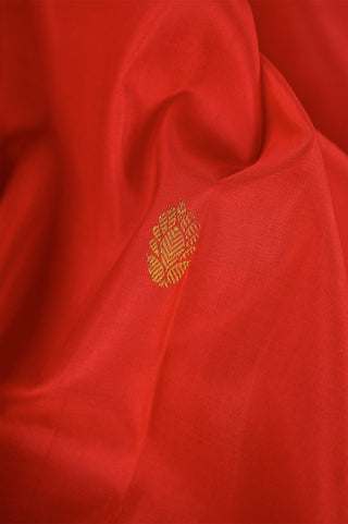 Radiant Vermilion Red Silk Saree with Gold Zari & Hot Pink Border
