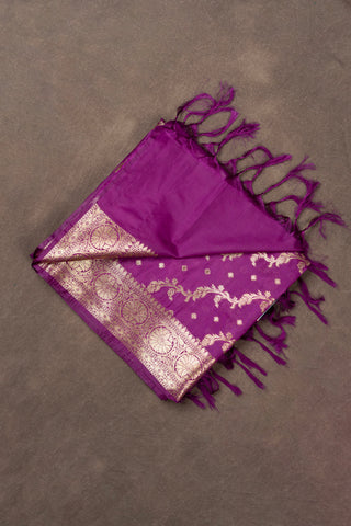 Magenta Banarasi art silk dupatta with diagonal zari motifs