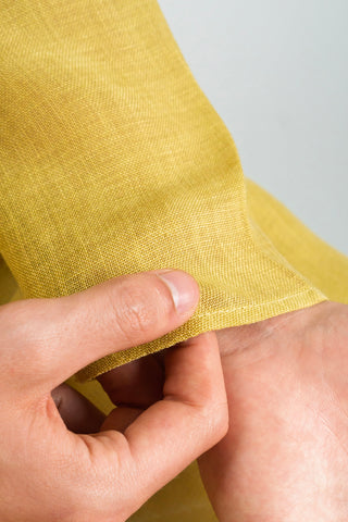 Mustard Yellow Long Kurta with Striped Center Placket Accent