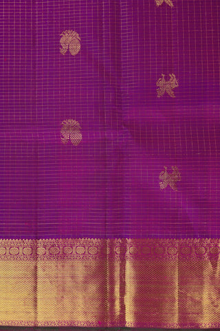 Majestic Magenta Kanjivaram Silk Saree with Gold Zari Peacock & Butta Weave