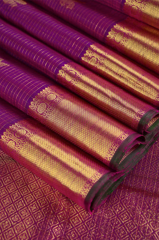 Majestic Magenta Kanjivaram Silk Saree with Gold Zari Peacock & Butta Weave
