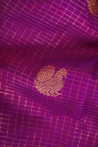 Majestic Magenta Kanjivaram Silk Saree with Gold Zari Peacock & Butta Weave