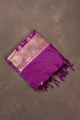 Magenta Banarasi art silk dupatta with diagonal zari motifs
