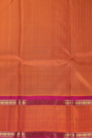 Radiant Orange Kanjivaram Silk Saree with Rani Pink Border and Gold Zari Work