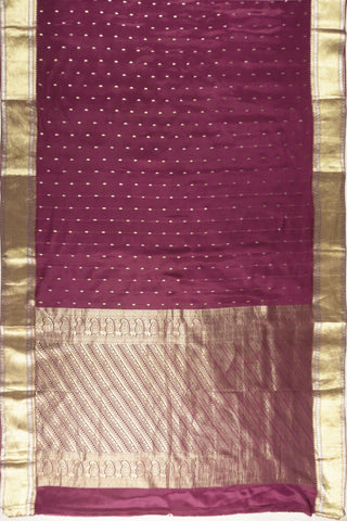 Fuchsia Pink Pure Crepe Silk Saree with Dual Zari Brocade Pallu, Diagonal Leheriya Weave & Elephant-Paisley Motifs