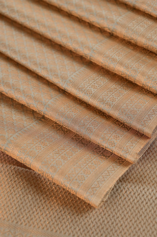 Copper Bronze Kanjeevaram Silk Saree with Subtle Self-Weave Check Patterns