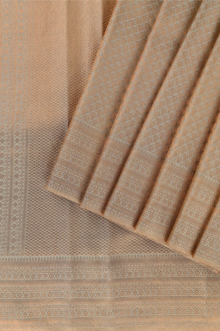 Copper Bronze Kanjeevaram Silk Saree with Subtle Self-Weave Check Patterns