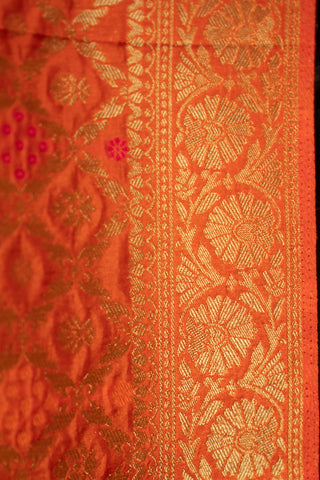 Tangerine orange Banarasi dupatta with gold zari	