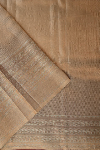 Copper Bronze Kanjeevaram Silk Saree with Subtle Self-Weave Check Patterns