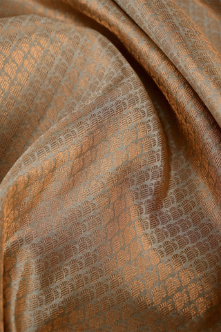 Copper Bronze Kanjeevaram Silk Saree with Subtle Self-Weave Check Patterns