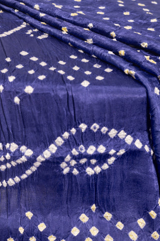 Navy Blue Modal Satin Bandhani Saree with zari border