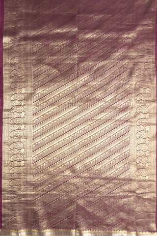 Fuchsia Pink Pure Crepe Silk Saree with Dual Zari Brocade Pallu, Diagonal Leheriya Weave & Elephant-Paisley Motifs