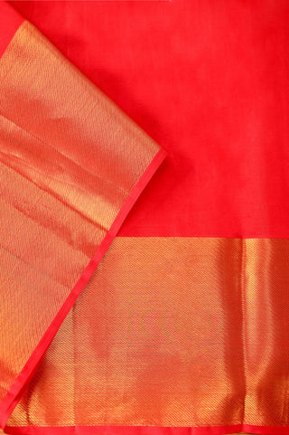 Exquisite Red Kanjeevaram Silk Saree with Gold Zari Floral Buttas and Contrast Pallu