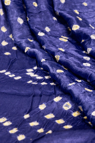Navy Blue Modal Satin Bandhani Saree with zari border